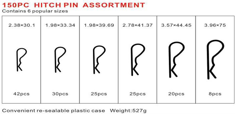 150pcs Russian Description Assortment/150pcs Hitch Pin Assortment