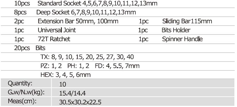 47 Pcs 1/4" Drive Socket Set