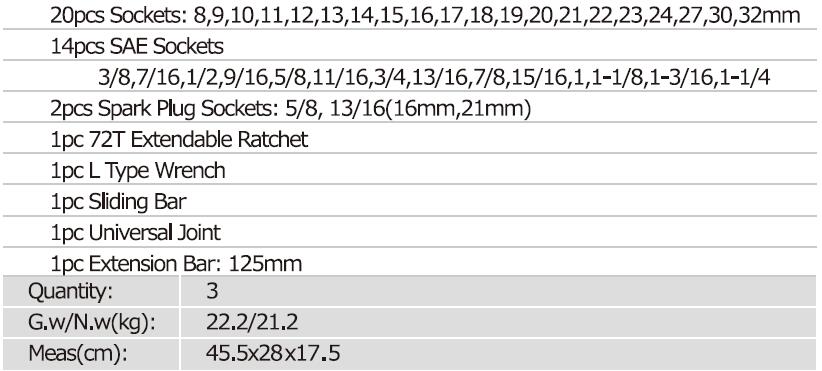 41 Pcs 1/2" Dr. Metric