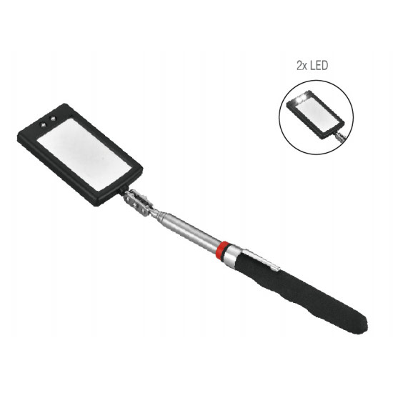 Stainless Steel Telescoping Inspection Mirror With 2LED